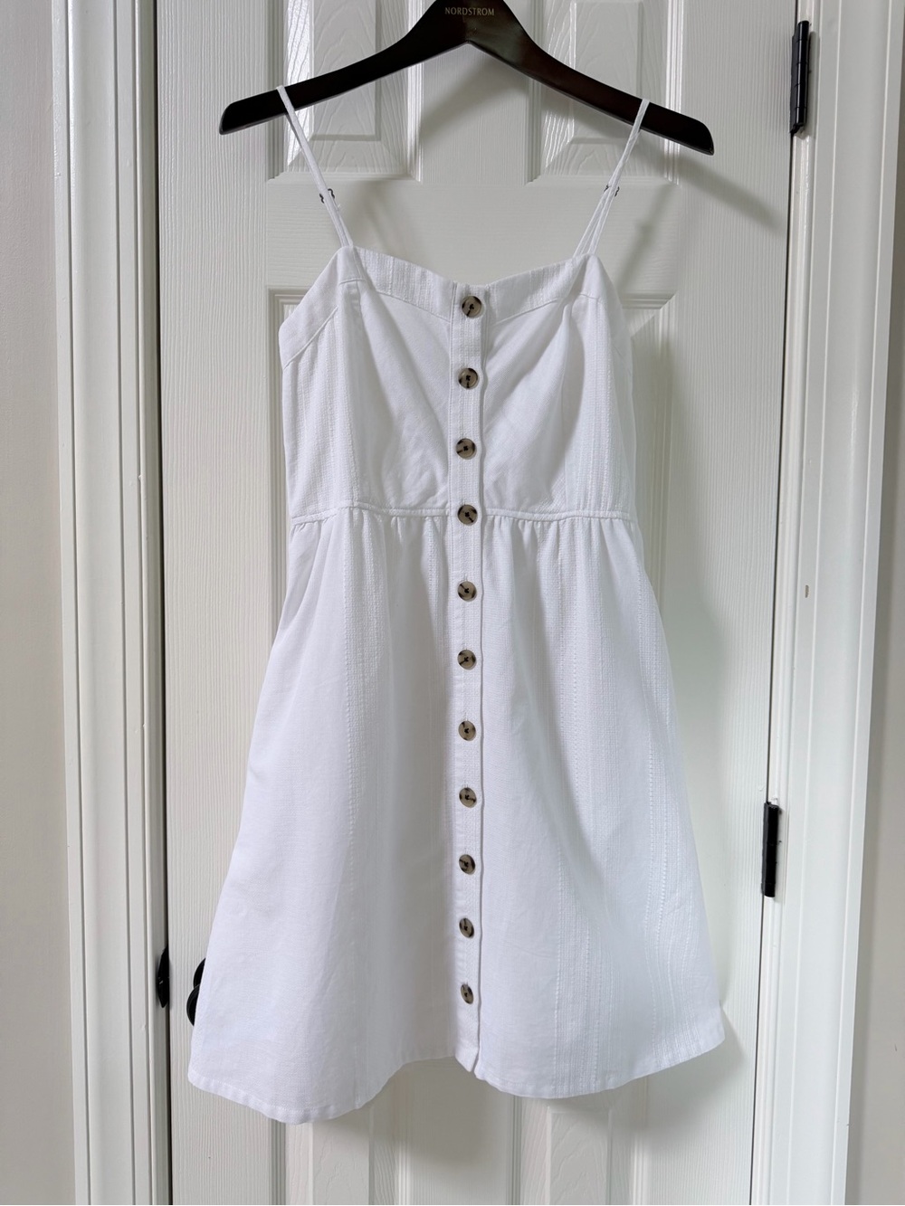 Universal Thread Women's Corset Linen Midi A-Line Pockets Dress NWOT White Smal